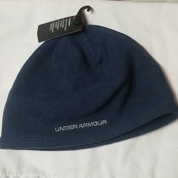 UNDER ARMOUR BLUE COLDGEAR INFRARED FLEECE BEANIE - Picture 2 of 9